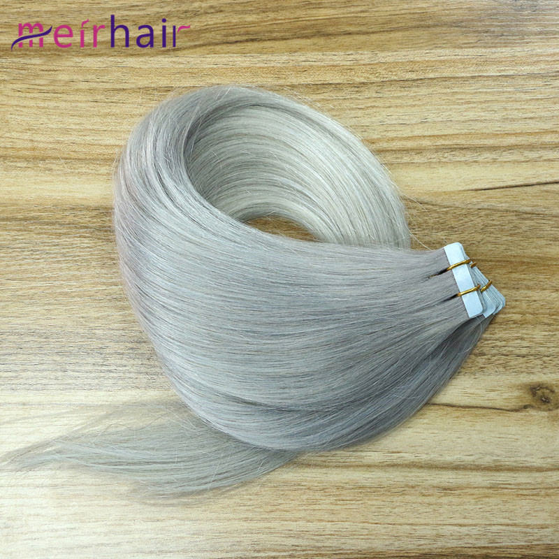 New Arrival Brazilian Tape In Hair Extensions Gray Color